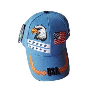 USA Eagle Embroidered Blue Baseball Cap With Adjustable Strap